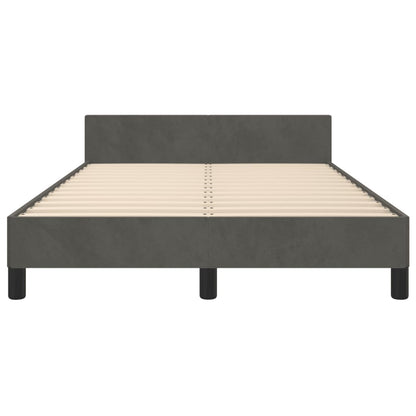 Bedframe met hoofdbord fluweel donkergrijs 120x190 cm