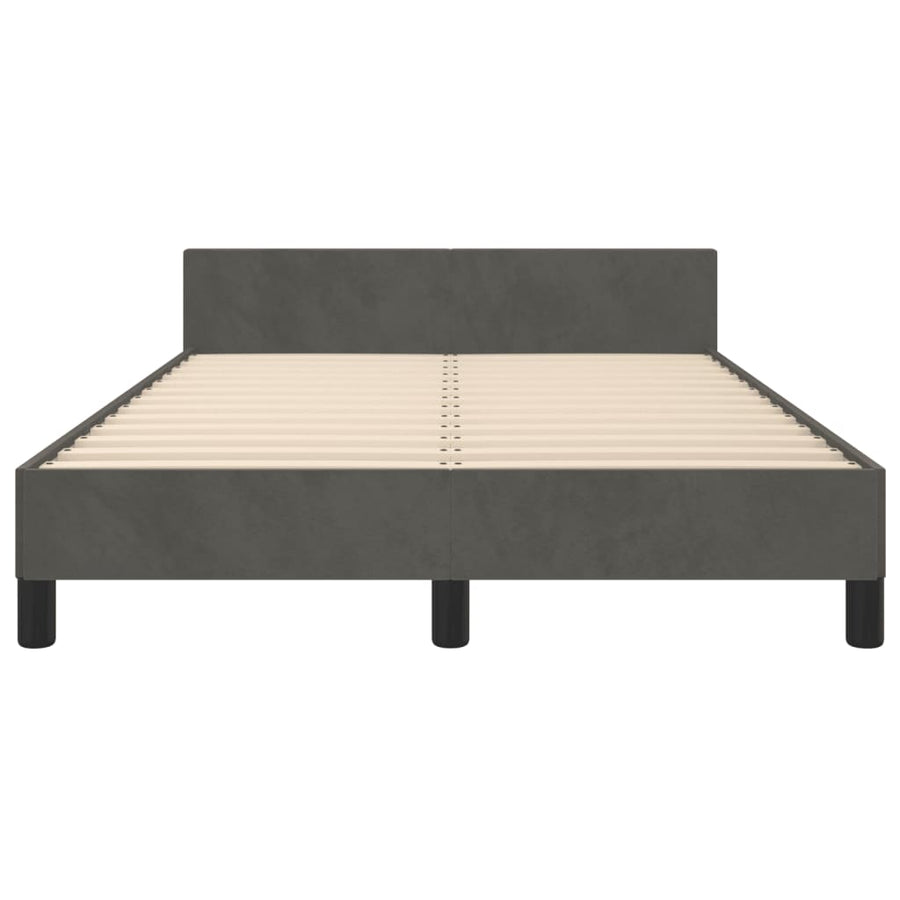 Bedframe met hoofdbord fluweel donkergrijs 120x190 cm