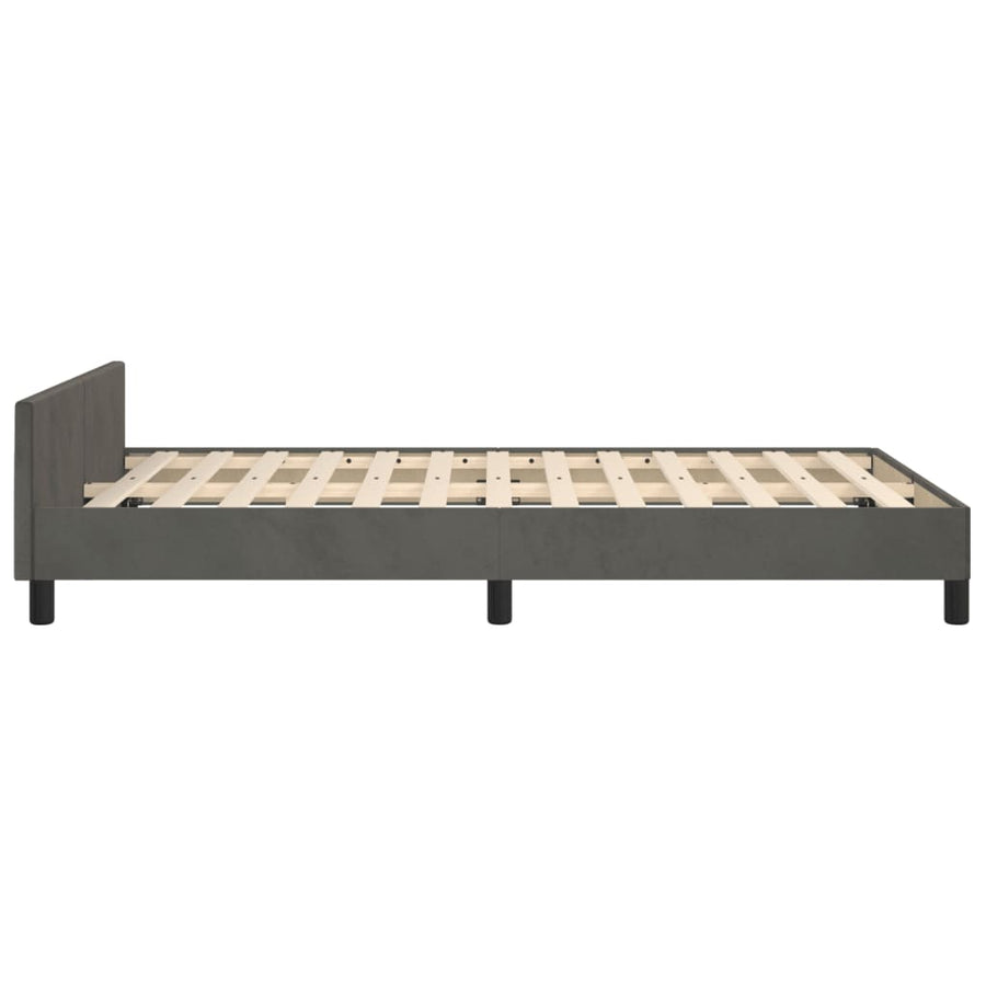 Bedframe met hoofdbord fluweel donkergrijs 120x190 cm