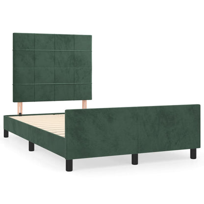 Bedframe met hoofdbord fluweel donkergroen 120x190 cm