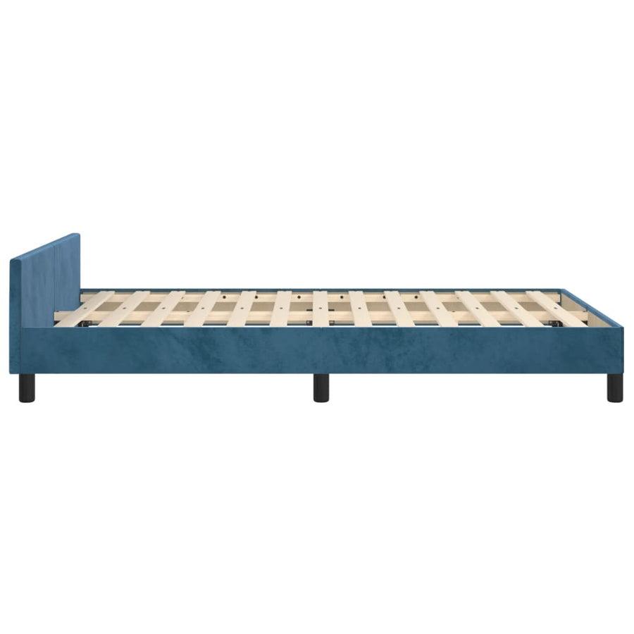 Bedframe met hoofdbord fluweel donkerblauw 120x190 cm
