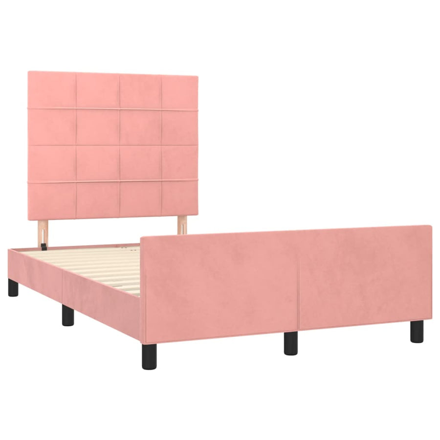 Bedframe met hoofdbord fluweel roze 120x190 cm