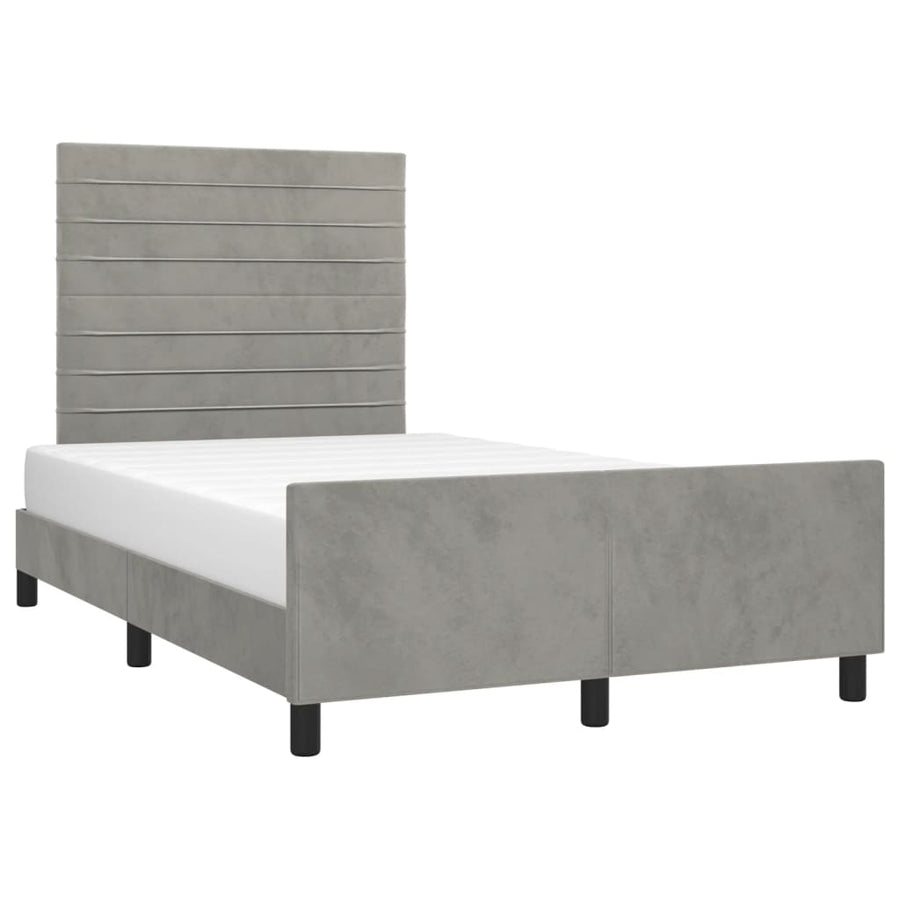 Bedframe met hoofdbord fluweel lichtgrijs 120x190 cm