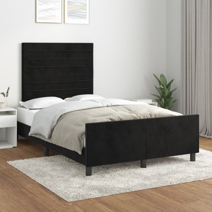 Bedframe met hoofdbord fluweel zwart 120x190 cm