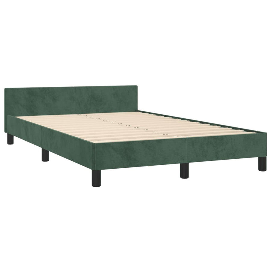 Bedframe met hoofdbord fluweel donkergroen 120x190 cm