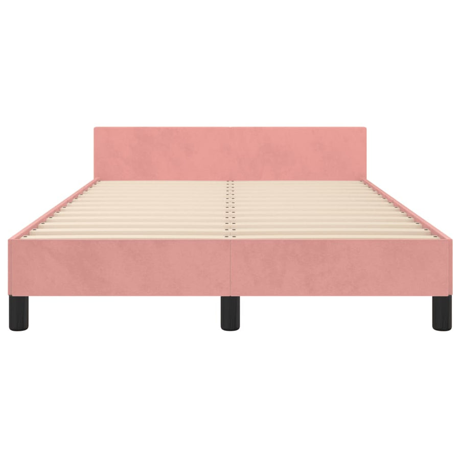 Bedframe met hoofdbord fluweel roze 120x190 cm