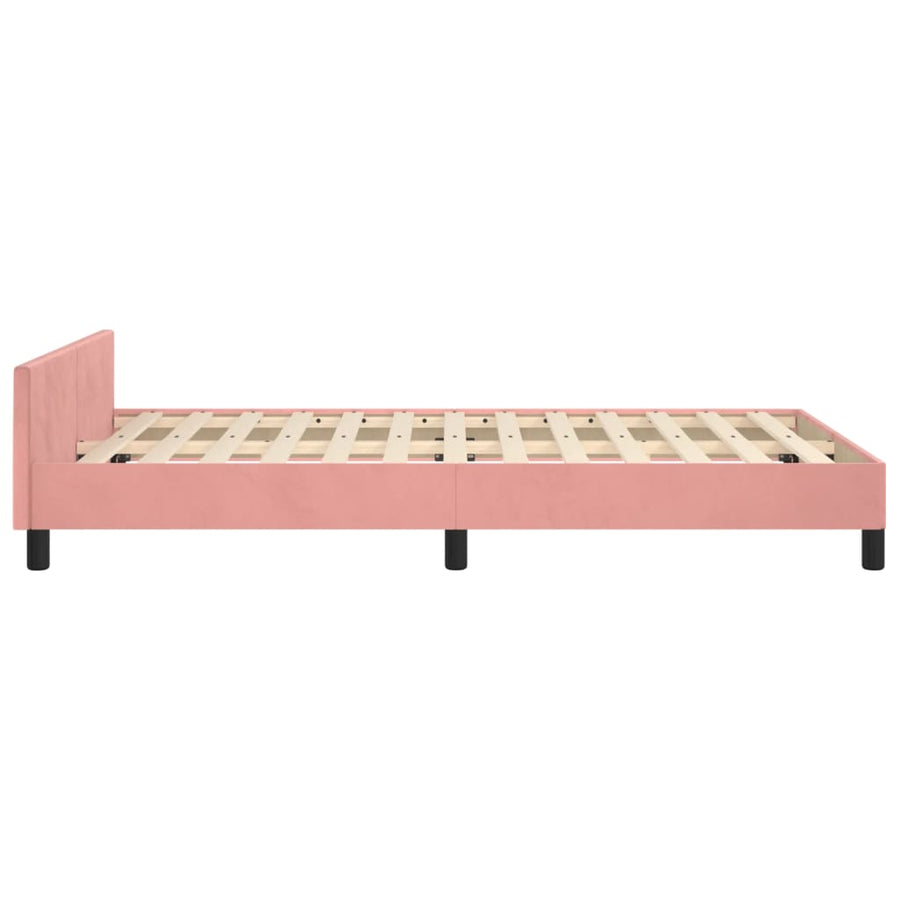 Bedframe met hoofdbord fluweel roze 120x190 cm