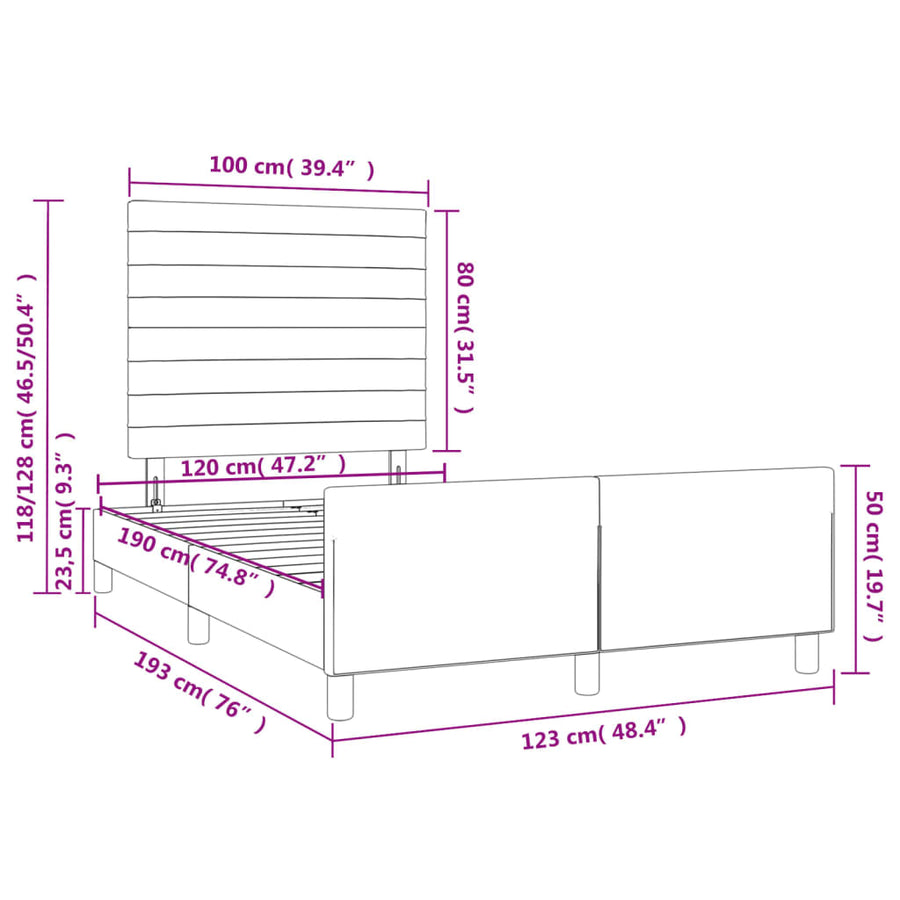 Bedframe met hoofdbord fluweel roze 120x190 cm