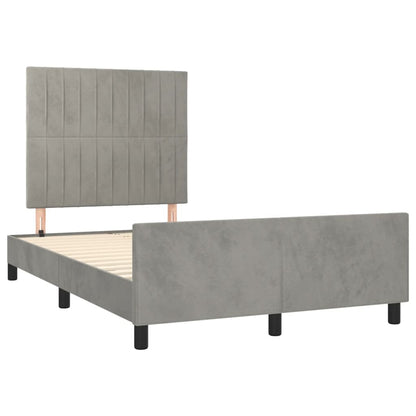 Bedframe met hoofdbord fluweel lichtgrijs 120x190 cm