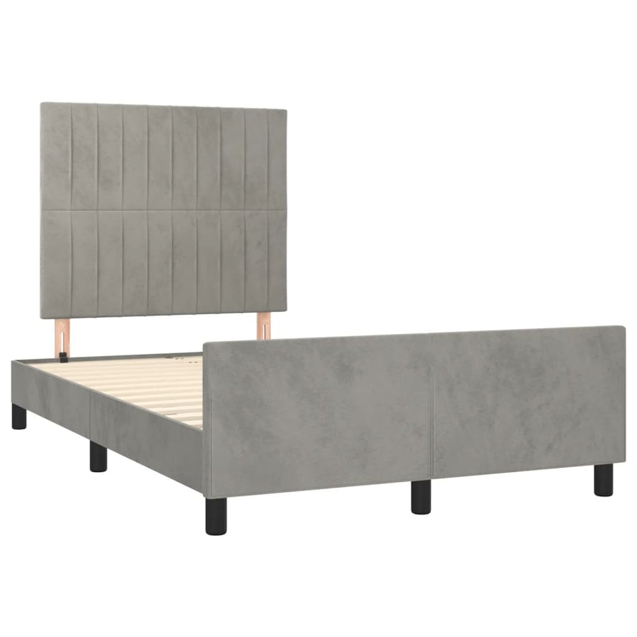 Bedframe met hoofdbord fluweel lichtgrijs 120x190 cm