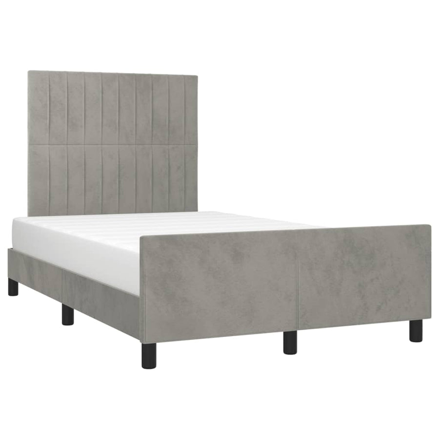 Bedframe met hoofdbord fluweel lichtgrijs 120x190 cm