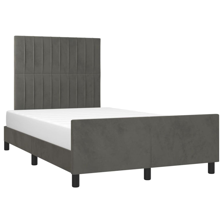 Bedframe met hoofdbord fluweel donkergrijs 120x190 cm