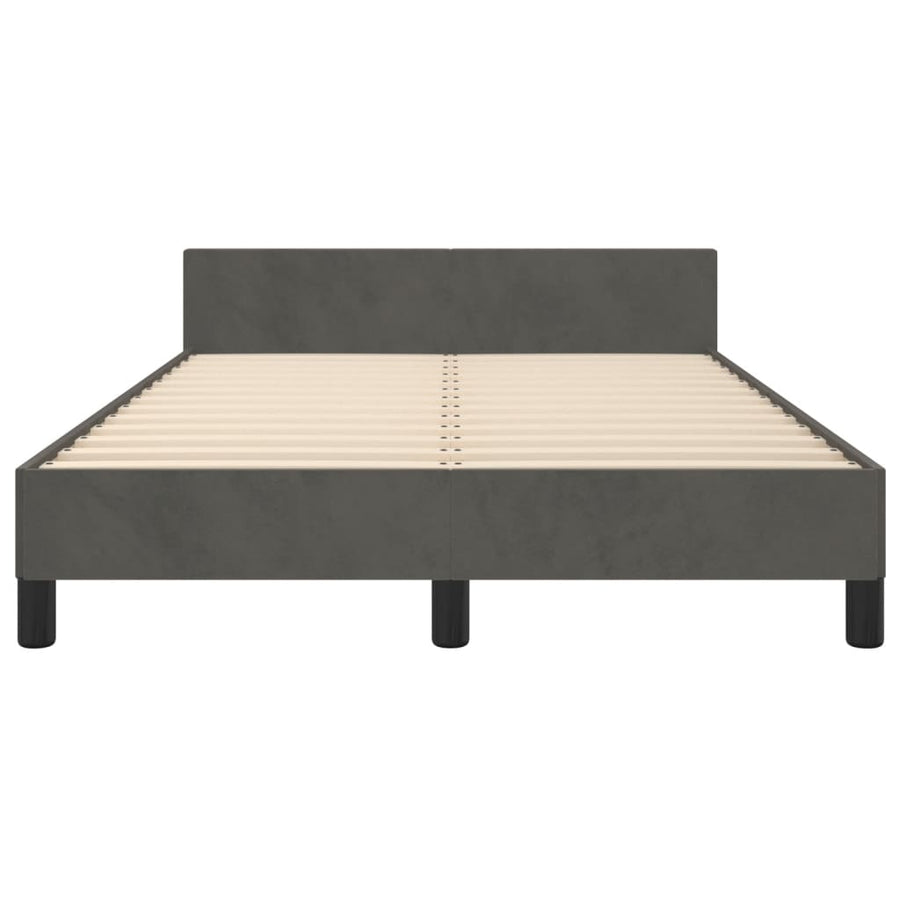Bedframe met hoofdbord fluweel donkergrijs 120x190 cm