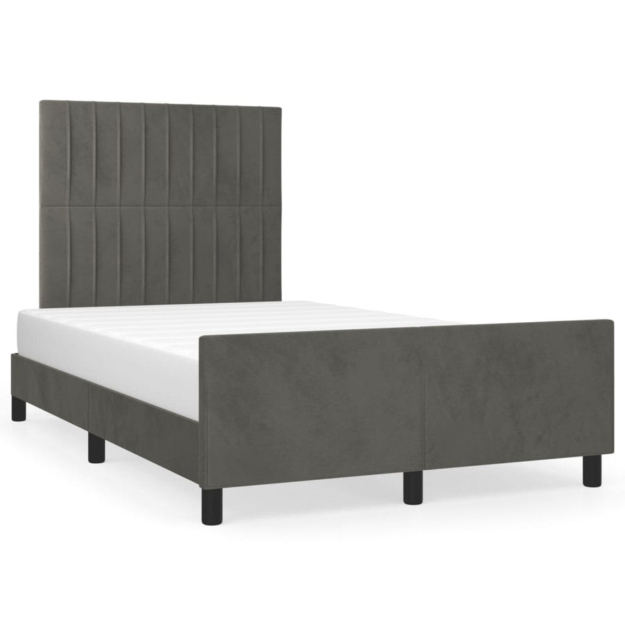 Bedframe met hoofdbord fluweel donkergrijs 120x190 cm
