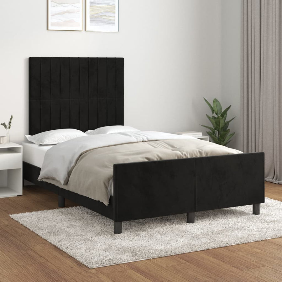 Bedframe met hoofdbord fluweel zwart 120x190 cm