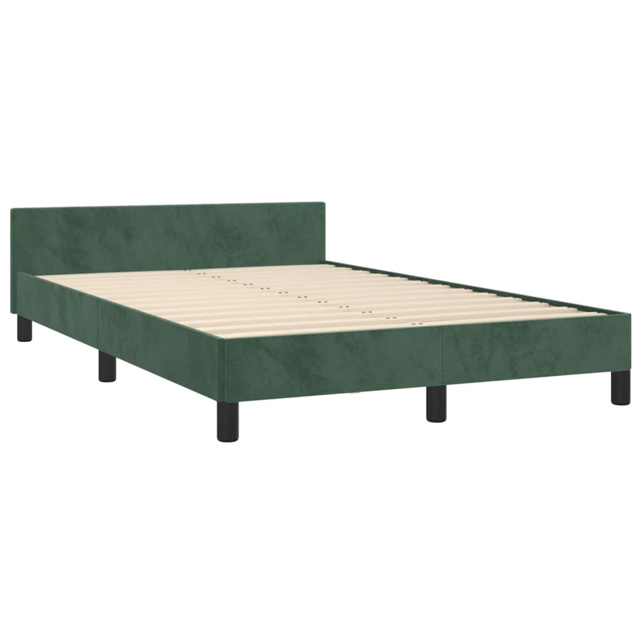 Bedframe met hoofdbord fluweel donkergroen 120x190 cm