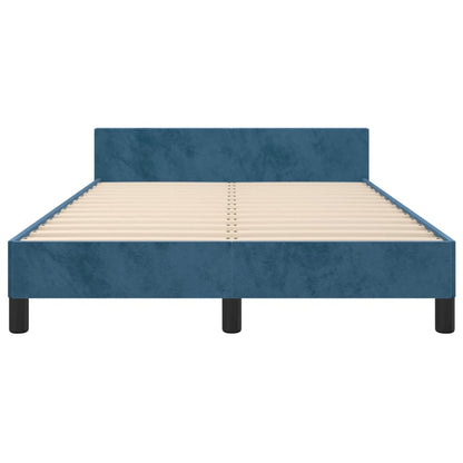 Bedframe met hoofdbord fluweel donkerblauw 120x190 cm