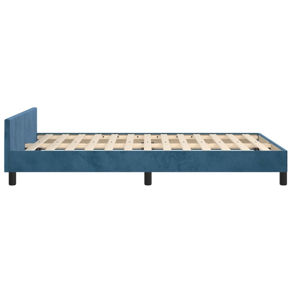 Bedframe met hoofdbord fluweel donkerblauw 120x190 cm
