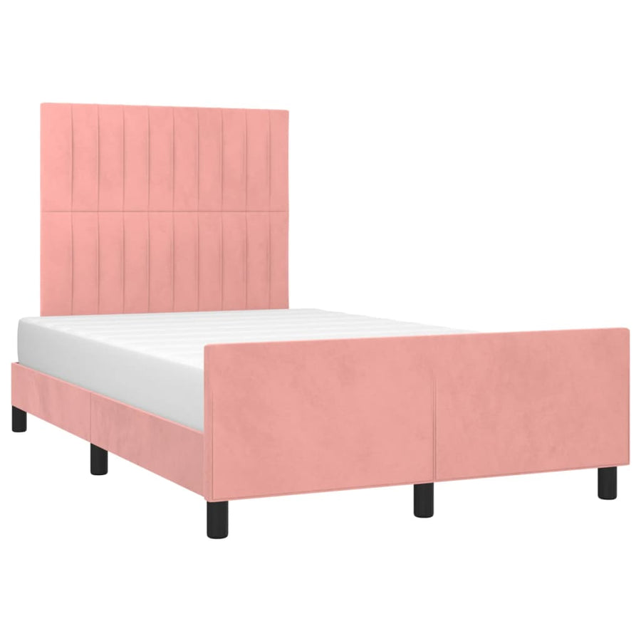 Bedframe met hoofdbord fluweel roze 120x190 cm