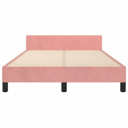 Bedframe met hoofdbord fluweel roze 120x190 cm