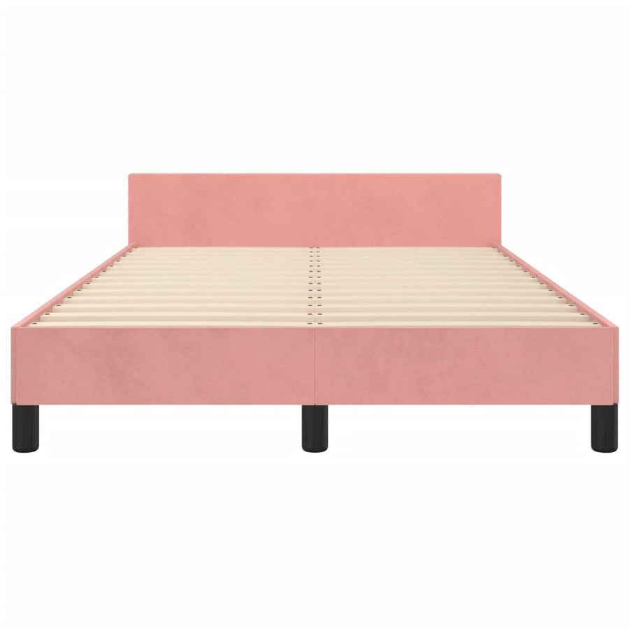 Bedframe met hoofdbord fluweel roze 120x190 cm