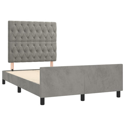 Bedframe met hoofdbord fluweel lichtgrijs 120x190 cm