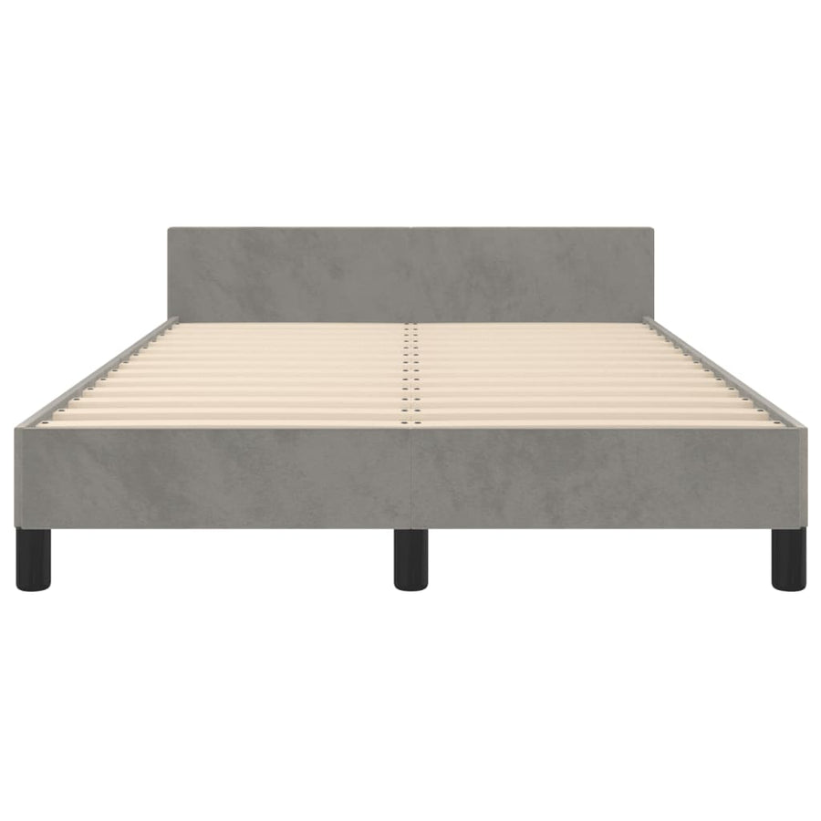 Bedframe met hoofdbord fluweel lichtgrijs 120x190 cm