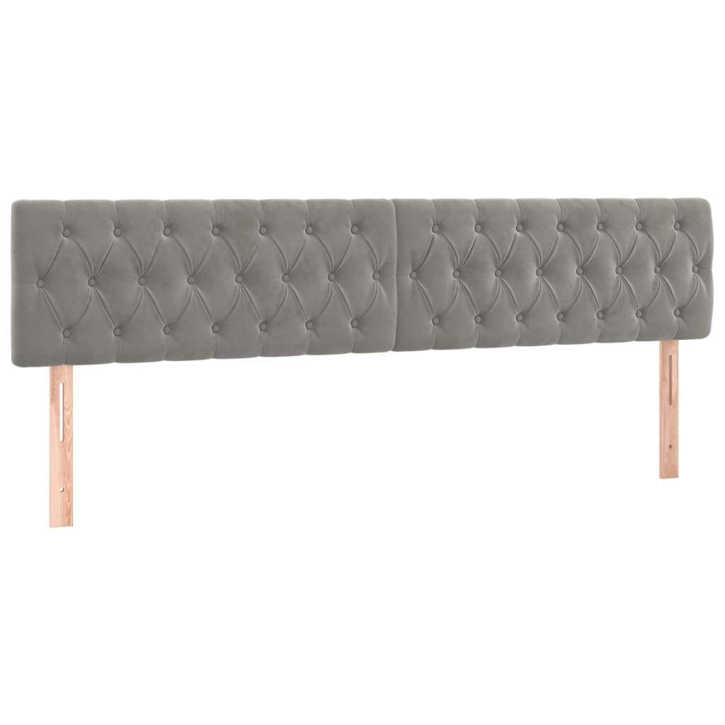 Bedframe met hoofdbord fluweel lichtgrijs 120x190 cm