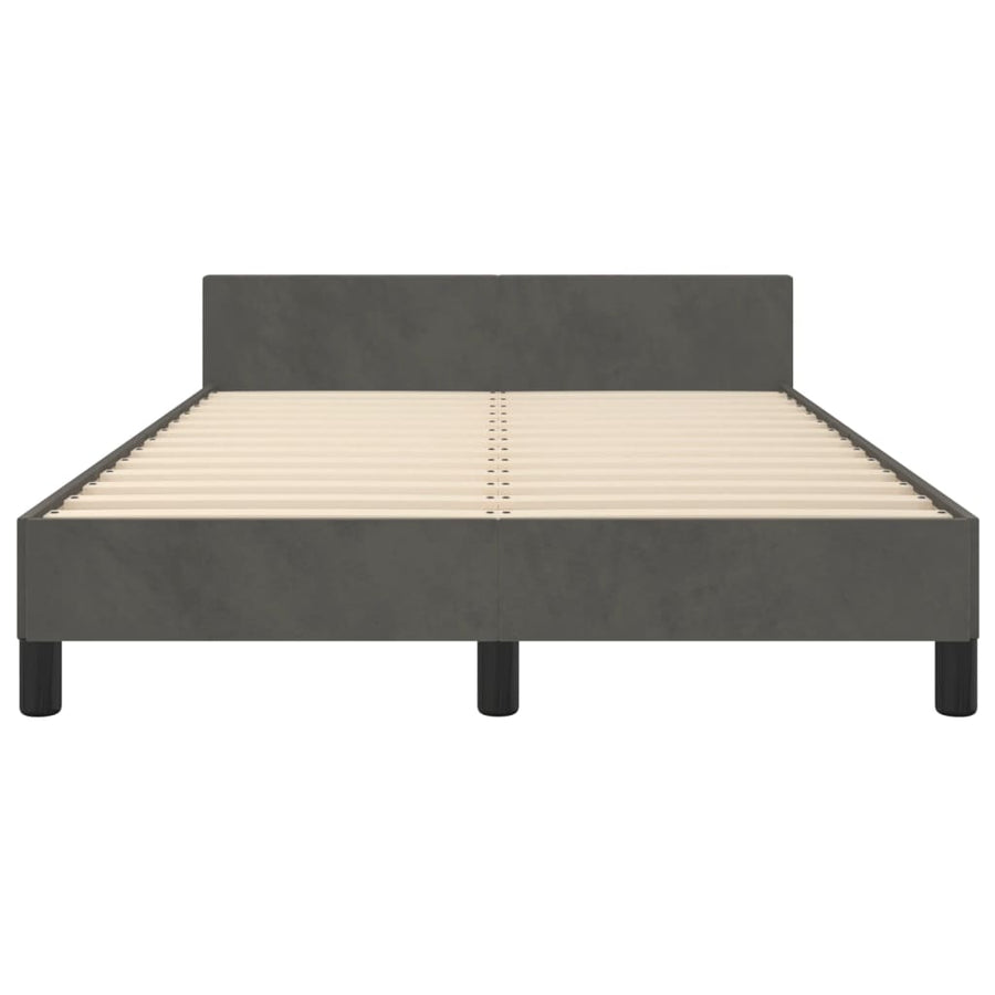 Bedframe met hoofdbord fluweel donkergrijs 120x190 cm