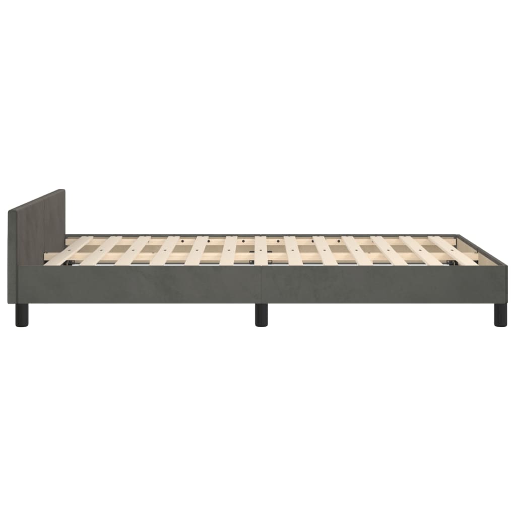 Bedframe met hoofdbord fluweel donkergrijs 120x190 cm