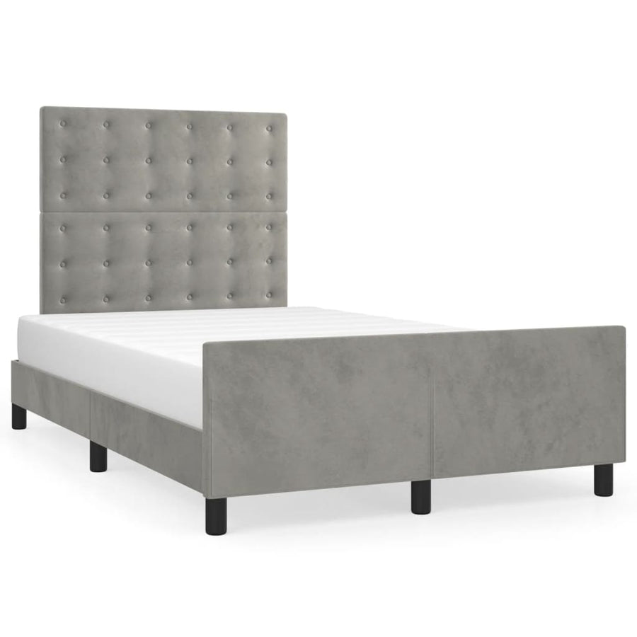 Bedframe met hoofdbord fluweel lichtgrijs 120x190 cm