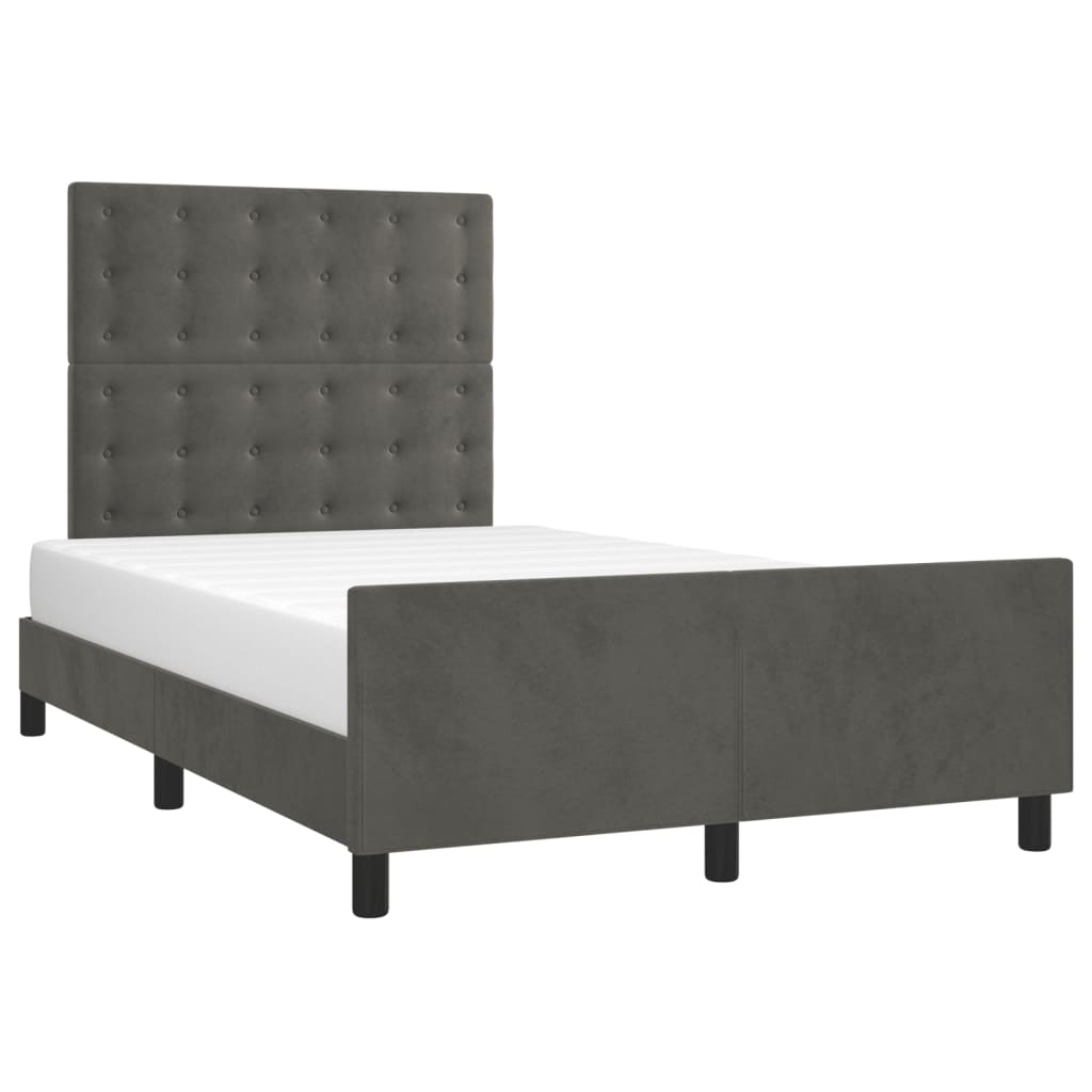 Bedframe met hoofdbord fluweel donkergrijs 120x190 cm