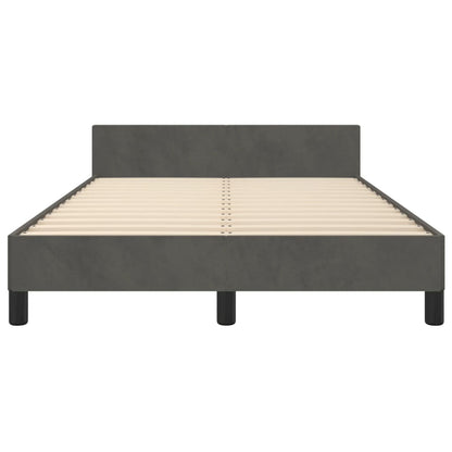 Bedframe met hoofdbord fluweel donkergrijs 120x190 cm