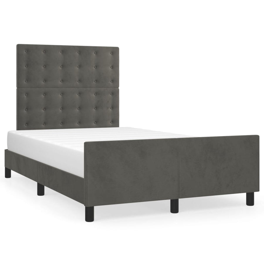 Bedframe met hoofdbord fluweel donkergrijs 120x190 cm