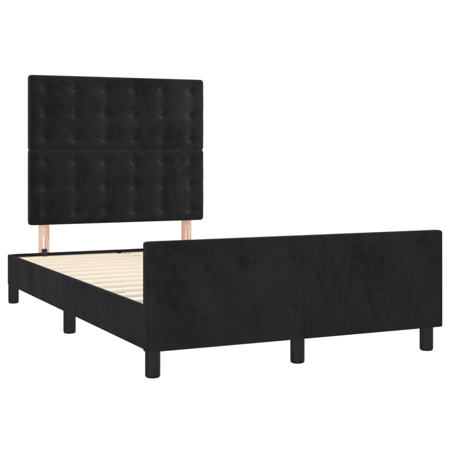 Bedframe met hoofdbord fluweel zwart 120x190 cm