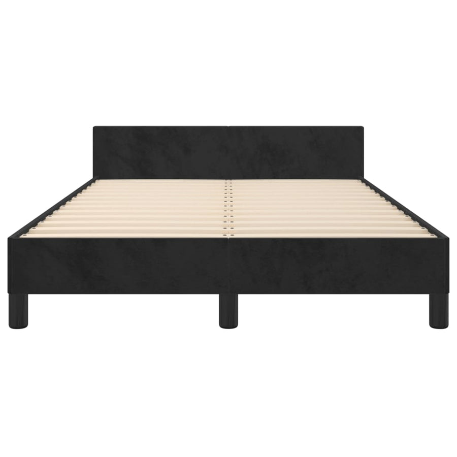 Bedframe met hoofdbord fluweel zwart 120x190 cm