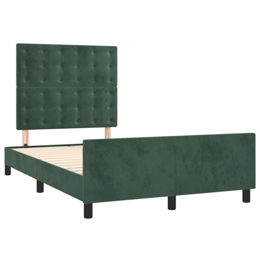 Bedframe met hoofdbord fluweel donkergroen 120x190 cm
