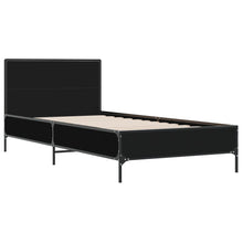 Bedframe bewerkt hout en metaal zwart 90x200 cm