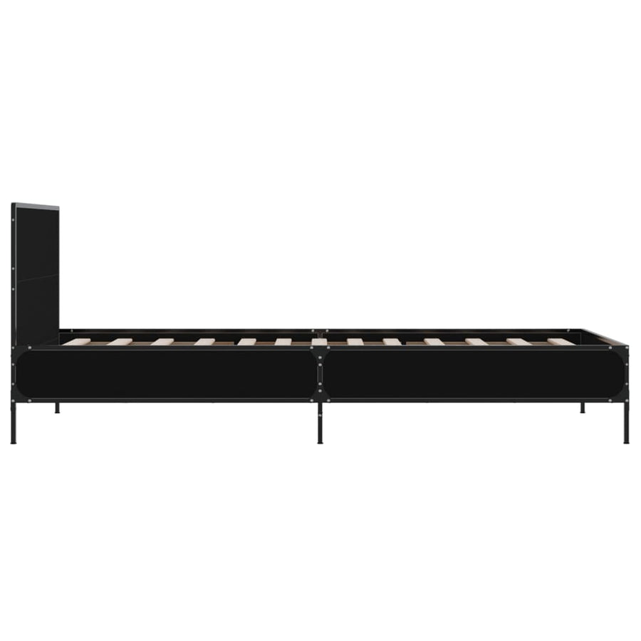 Bedframe bewerkt hout en metaal zwart 90x200 cm