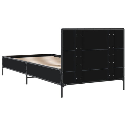 Bedframe bewerkt hout en metaal zwart 90x200 cm