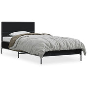Bedframe 90x200 cm bewerkt hout metaal zwart