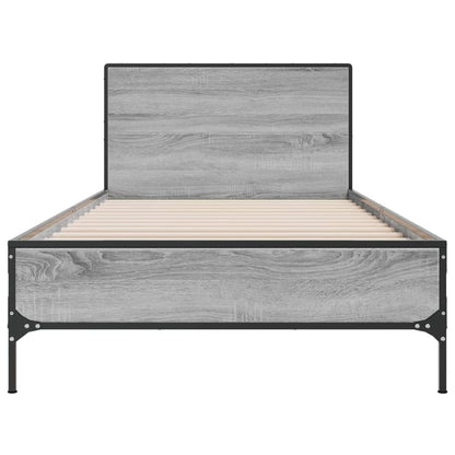 Bedframe bewerkt hout en metaal grijs sonoma eiken 90x200 cm