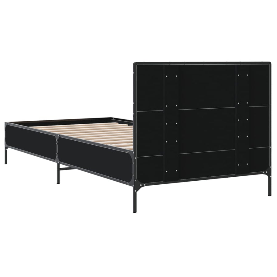 Bedframe bewerkt hout en metaal zwart 75x190 cm