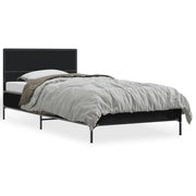 Bedframe 75x190 cm bewerkt hout metaal zwart