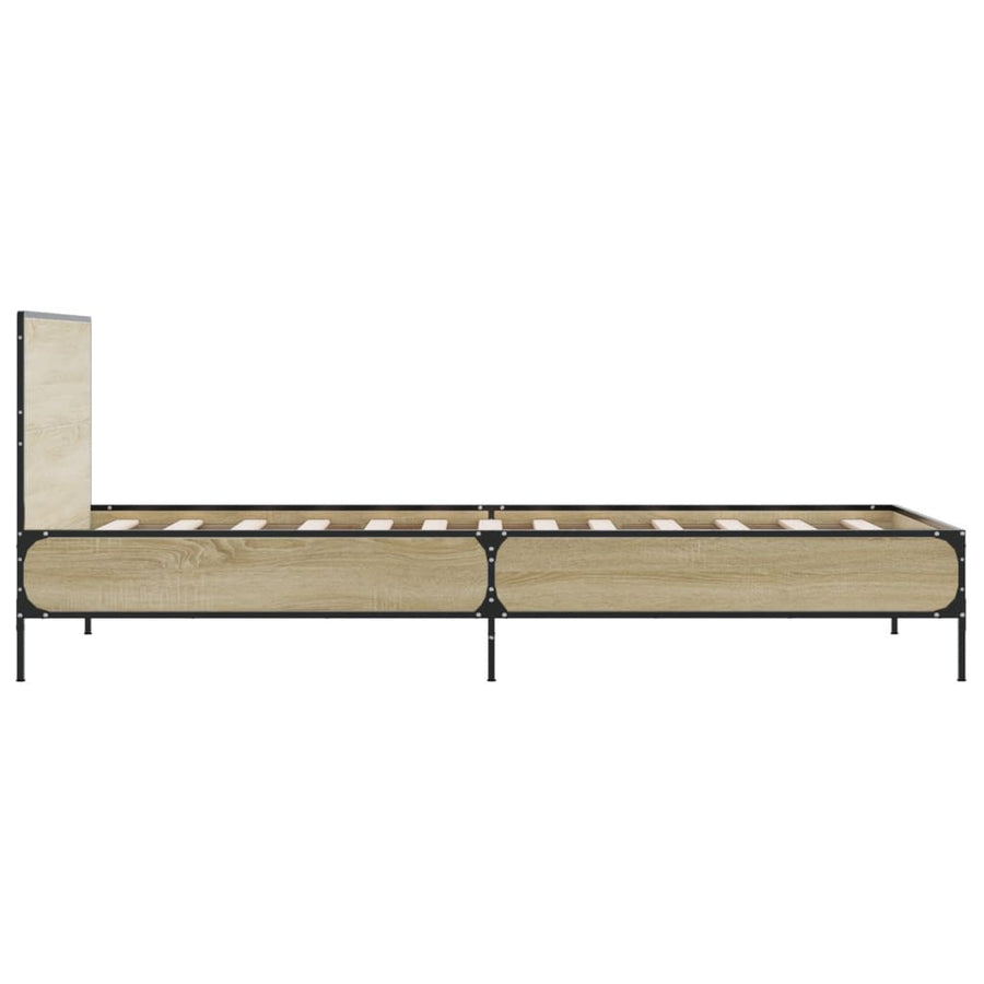 Bedframe bewerkt hout en metaal sonoma eikenkleurig 75x190 cm