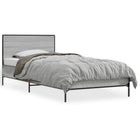 Bed frame carved wood and metal grey Sonoma oak 75x190 cm