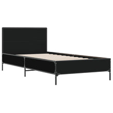 Bedframe bewerkt hout en metaal zwart 90x190 cm