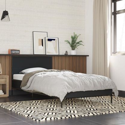Bedframe bewerkt hout en metaal zwart 90x190 cm