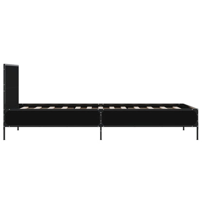 Bedframe bewerkt hout en metaal zwart 90x190 cm