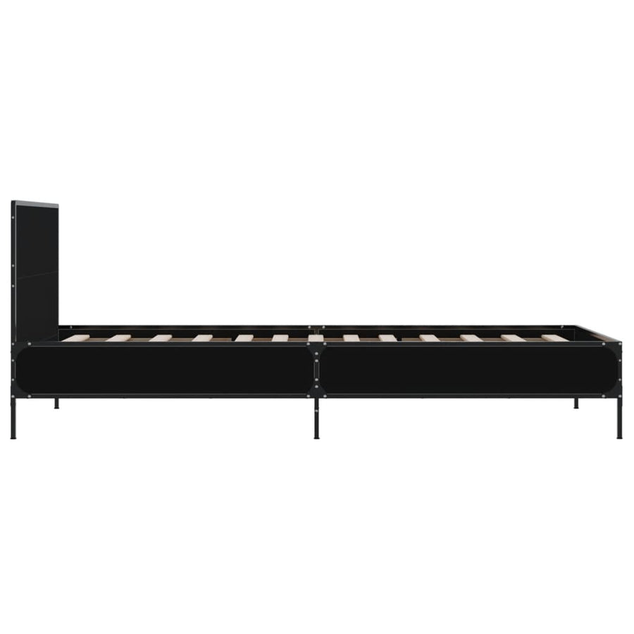 Bedframe bewerkt hout en metaal zwart 90x190 cm